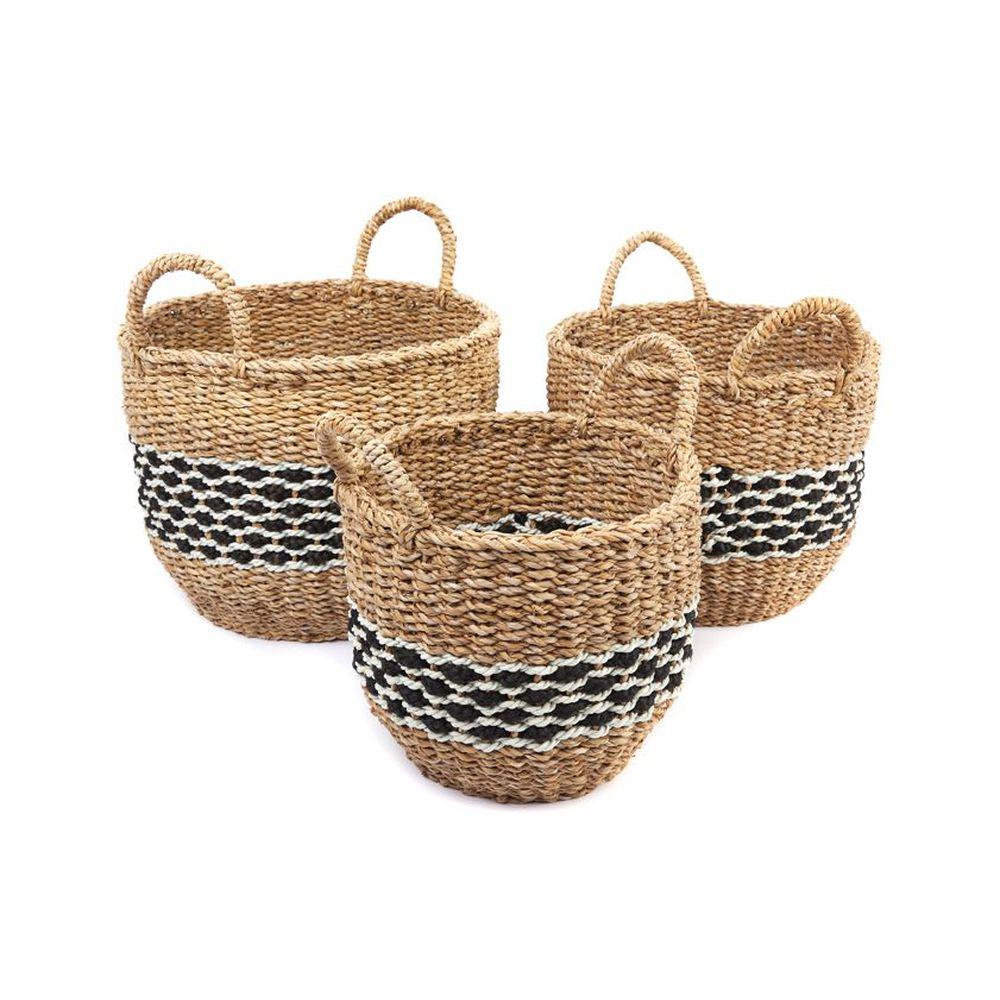 Sadar Large Round Seagrass Storage Basket - HOME STORAGE - Baskets and Totes - Soko and Co