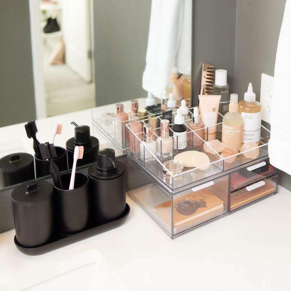 Sarah Tanno by iDesign 13 Compartment Makeup Organiser Clear - BATHROOM - Makeup Storage - Soko and Co