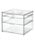 Sarah Tanno by iDesign 3 Drawer Square Makeup Organiser Clear - BATHROOM - Makeup Storage - Soko and Co