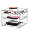 Sarah Tanno by iDesign 3 Drawer Square Makeup Organiser Clear - BATHROOM - Makeup Storage - Soko and Co