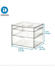 Sarah Tanno by iDesign 3 Drawer Square Makeup Organiser Clear - BATHROOM - Makeup Storage - Soko and Co