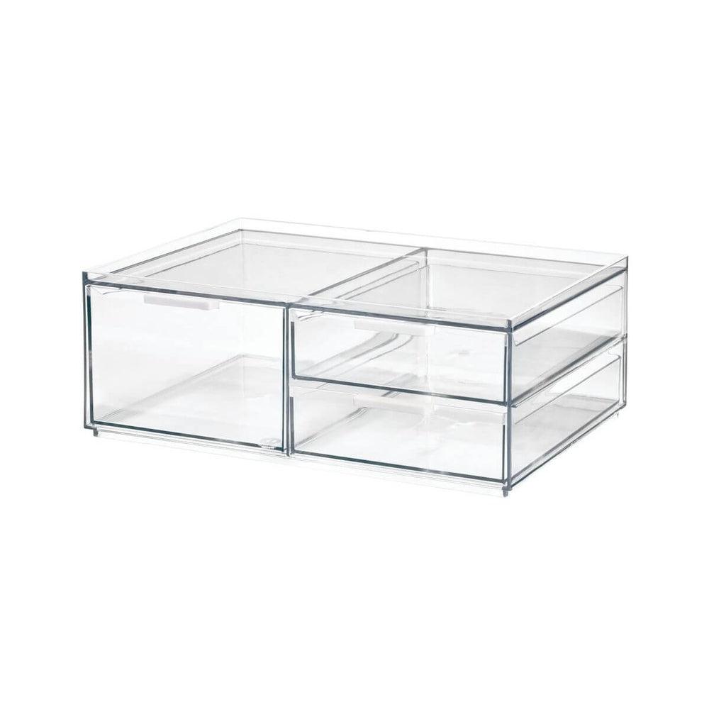 Sarah Tanno by iDesign 3 Drawer Wide Makeup Organiser Clear - BATHROOM - Makeup Storage - Soko and Co