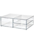 Sarah Tanno by iDesign 3 Drawer Wide Makeup Organiser Clear - BATHROOM - Makeup Storage - Soko and Co