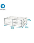 Sarah Tanno by iDesign 3 Drawer Wide Makeup Organiser Clear - BATHROOM - Makeup Storage - Soko and Co