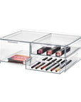 Sarah Tanno by iDesign 3 Drawer Wide Makeup Organiser Clear - BATHROOM - Makeup Storage - Soko and Co