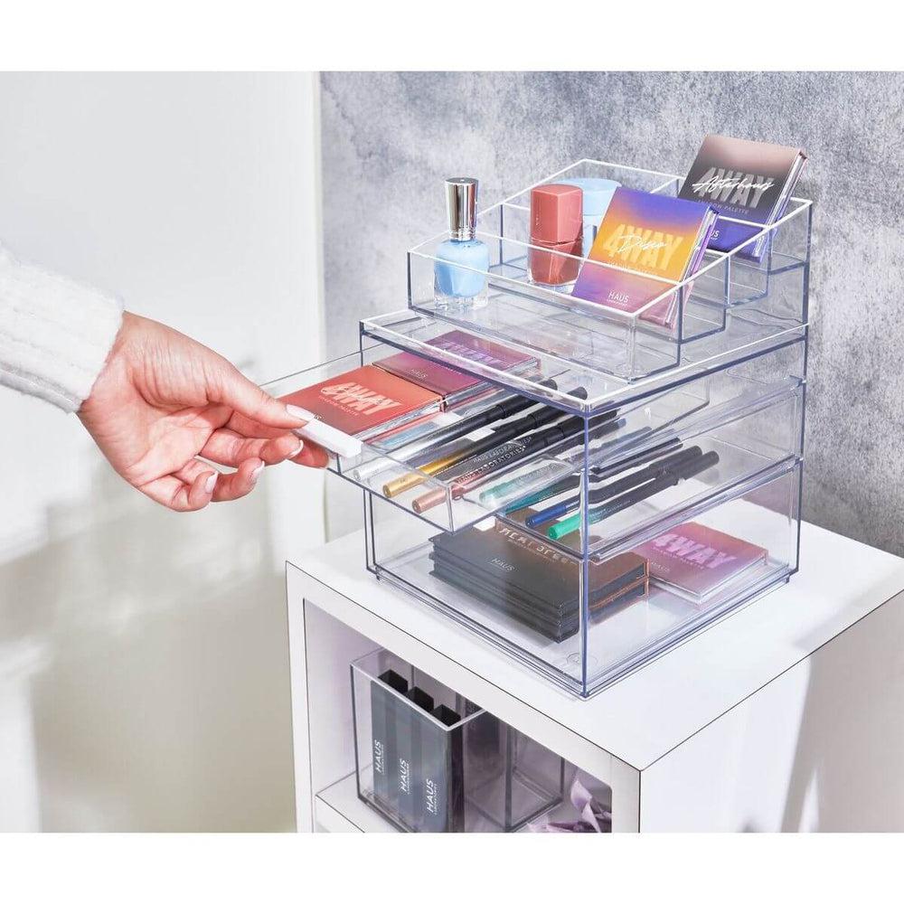 Sarah Tanno by iDesign 5 Compartment Tiered Makeup Organiser Clear - BATHROOM - Makeup Storage - Soko and Co