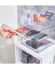 Sarah Tanno by iDesign 5 Compartment Tiered Makeup Organiser Clear - BATHROOM - Makeup Storage - Soko and Co