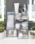 Sarah Tanno by iDesign 5 Compartment Tiered Makeup Organiser Clear - BATHROOM - Makeup Storage - Soko and Co