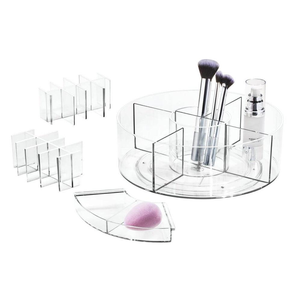 Sarah Tanno by iDesign Divided Makeup Turntable Clear - BATHROOM - Makeup Storage - Soko and Co