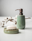 Sirmione Ceramic Soap Dish Reactive Green - BATHROOM - Soap Dispensers and Trays - Soko and Co