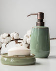 Sirmione Ceramic Soap Dispenser Reactive Green - BATHROOM - Soap Dispensers and Trays - Soko and Co