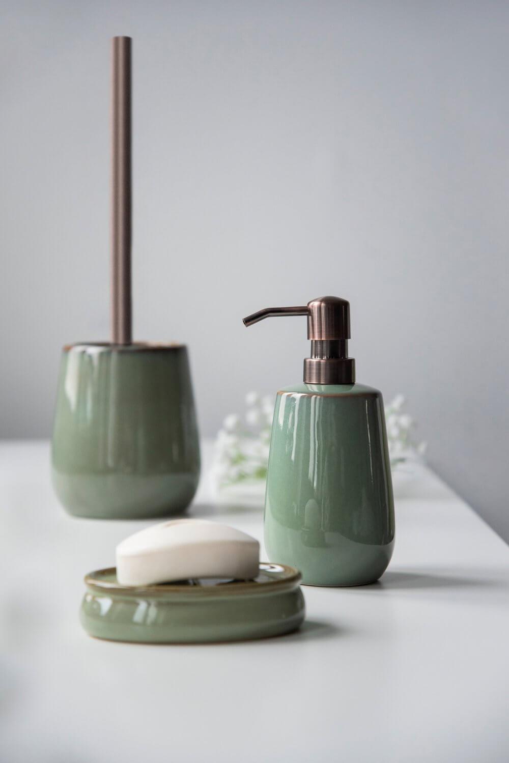 Sirmione Ceramic Soap Dispenser Reactive Green - BATHROOM - Soap Dispensers and Trays - Soko and Co