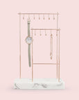 Stackers 2 Tier Jewellery Stand Marble & Rose Gold - WARDROBE - Jewellery Storage - Soko and Co