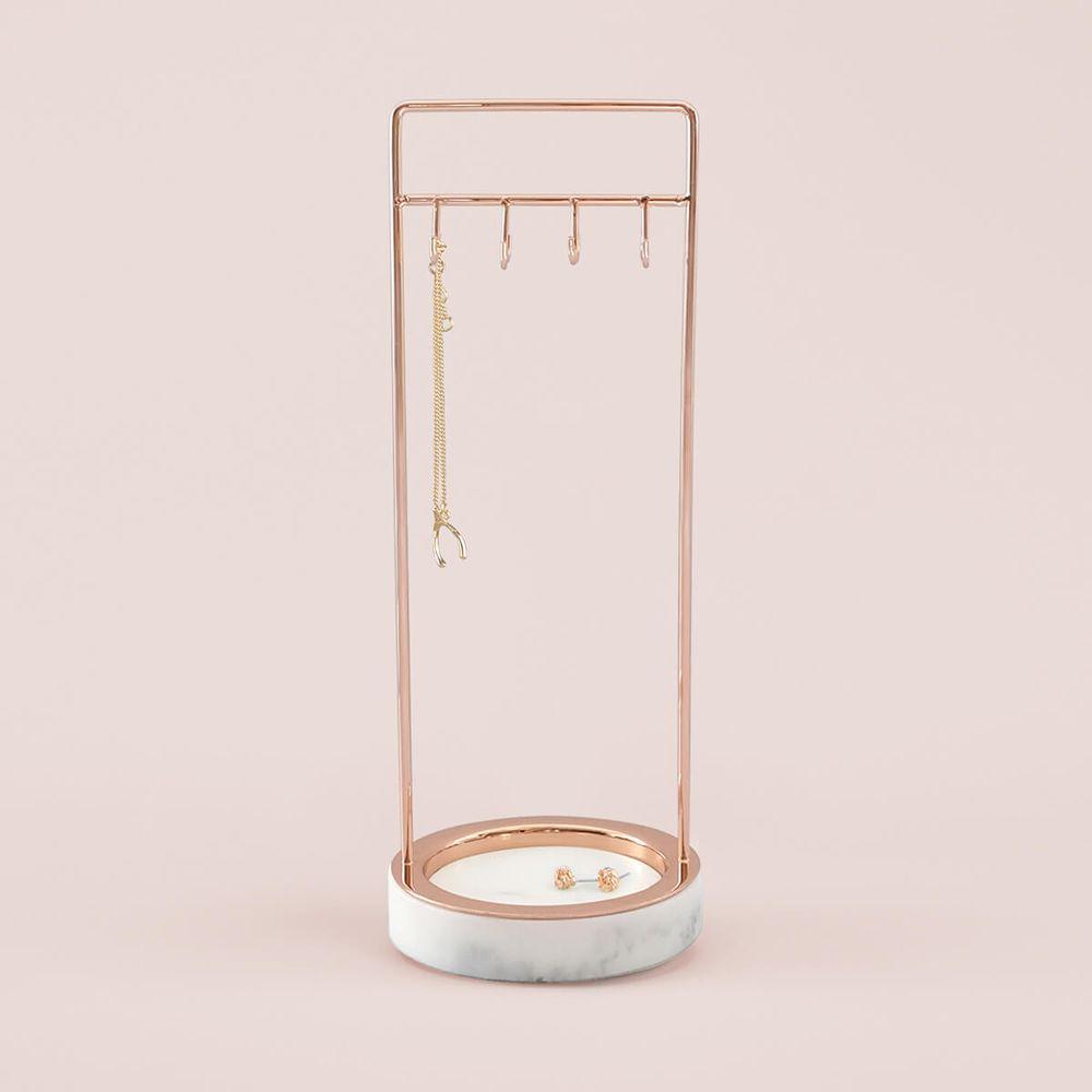 Stackers 8 Hook Jewellery Stand Marble & Rose Gold - WARDROBE - Jewellery Storage - Soko and Co