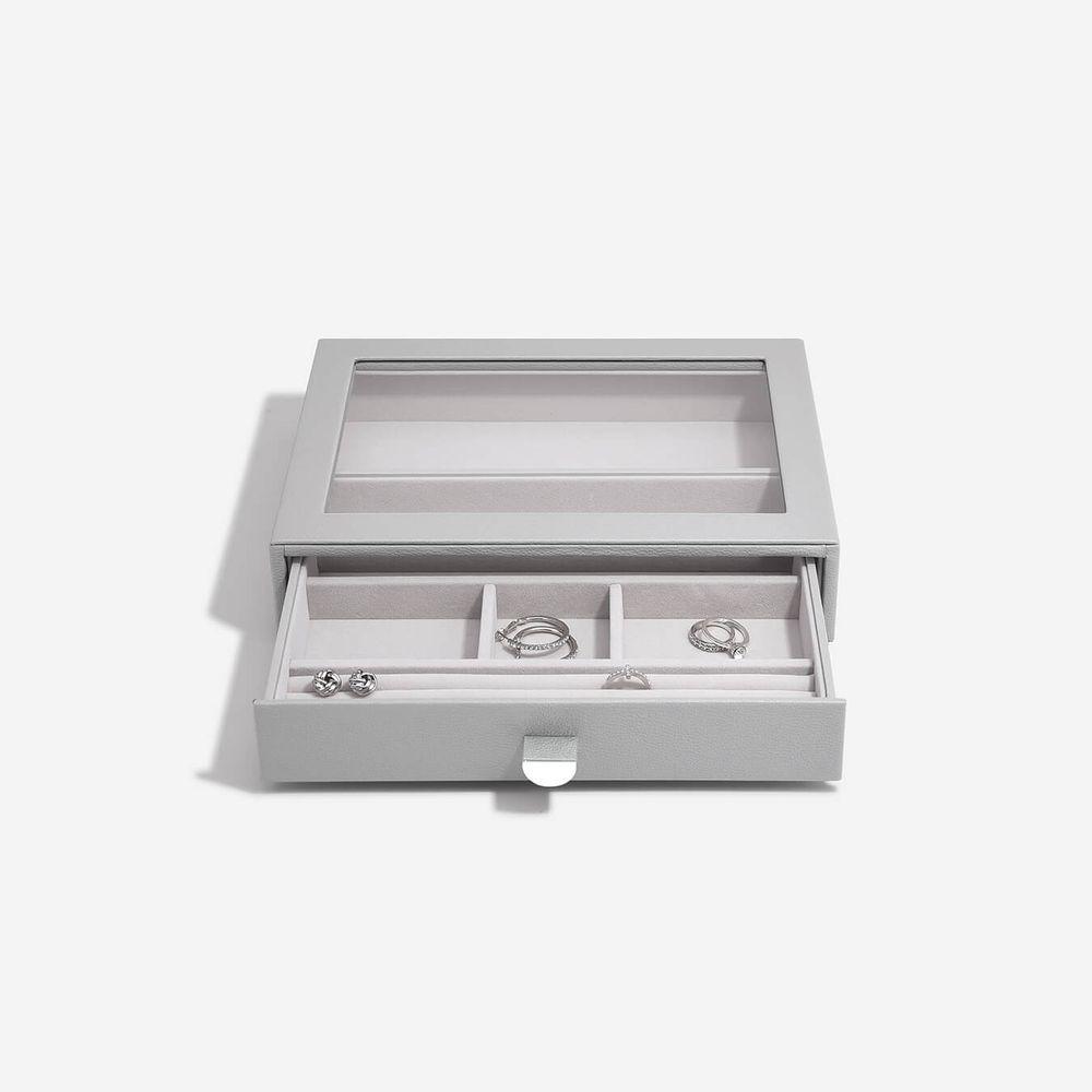 Stackers Classic 5 Compartment Glass Lid Jewellery Drawer Pebble Grey - WARDROBE - Jewellery Storage - Soko and Co