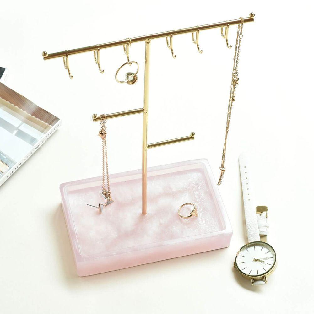 Stackers Classic T-Bar Jewellery Stand Rose Quartz - WARDROBE - Jewellery Storage - Soko and Co