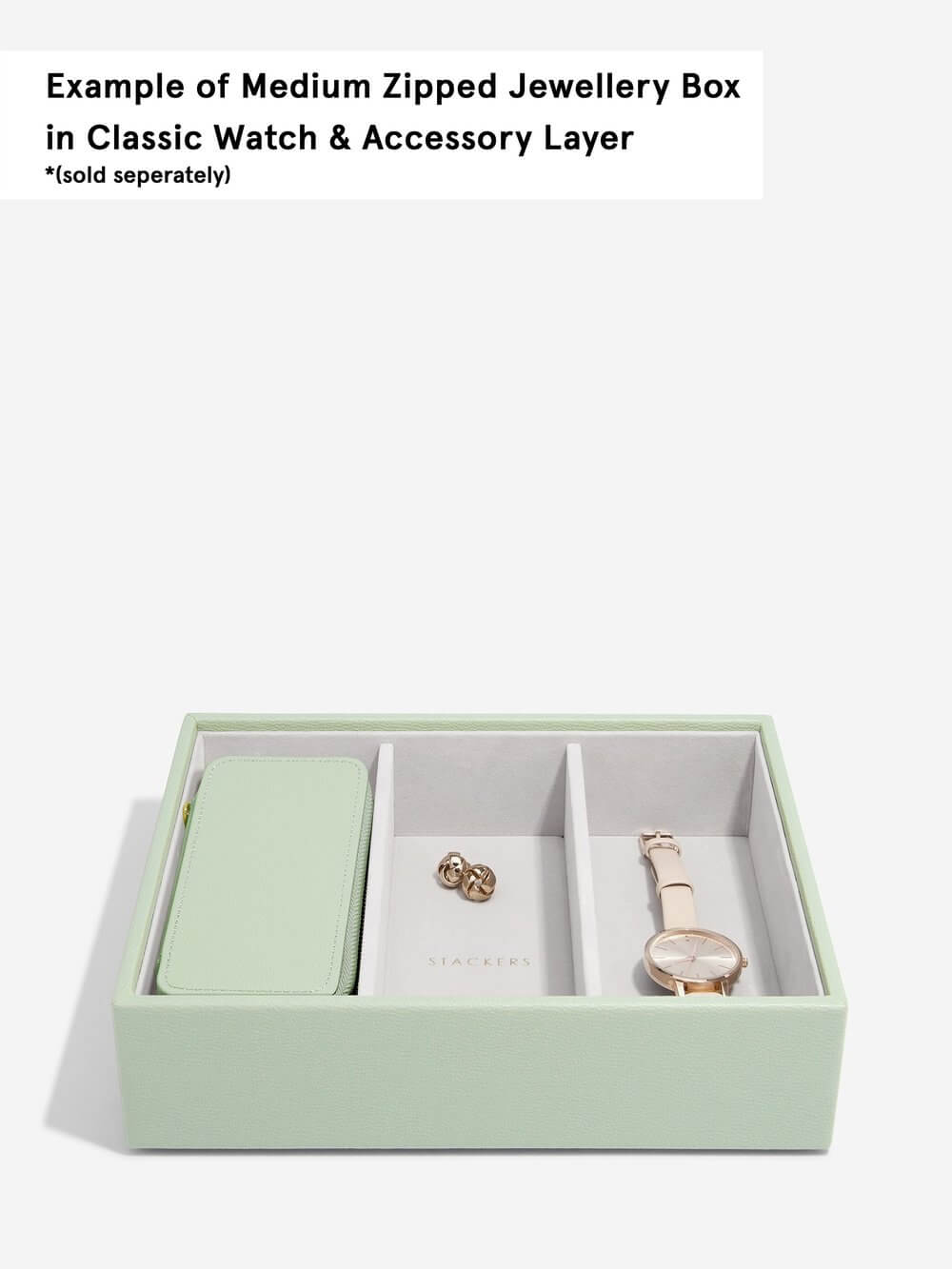 Stackers Medium Travel Jewellery Box Sage Green - WARDROBE - Jewellery Storage - Soko and Co