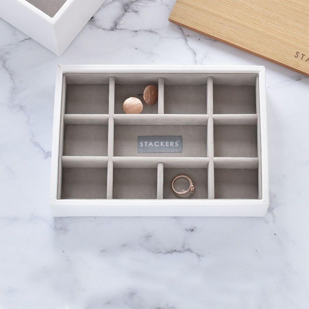 Stackers Mini 11 Compartment Jewellery Tray White - WARDROBE - Jewellery Storage - Soko and Co