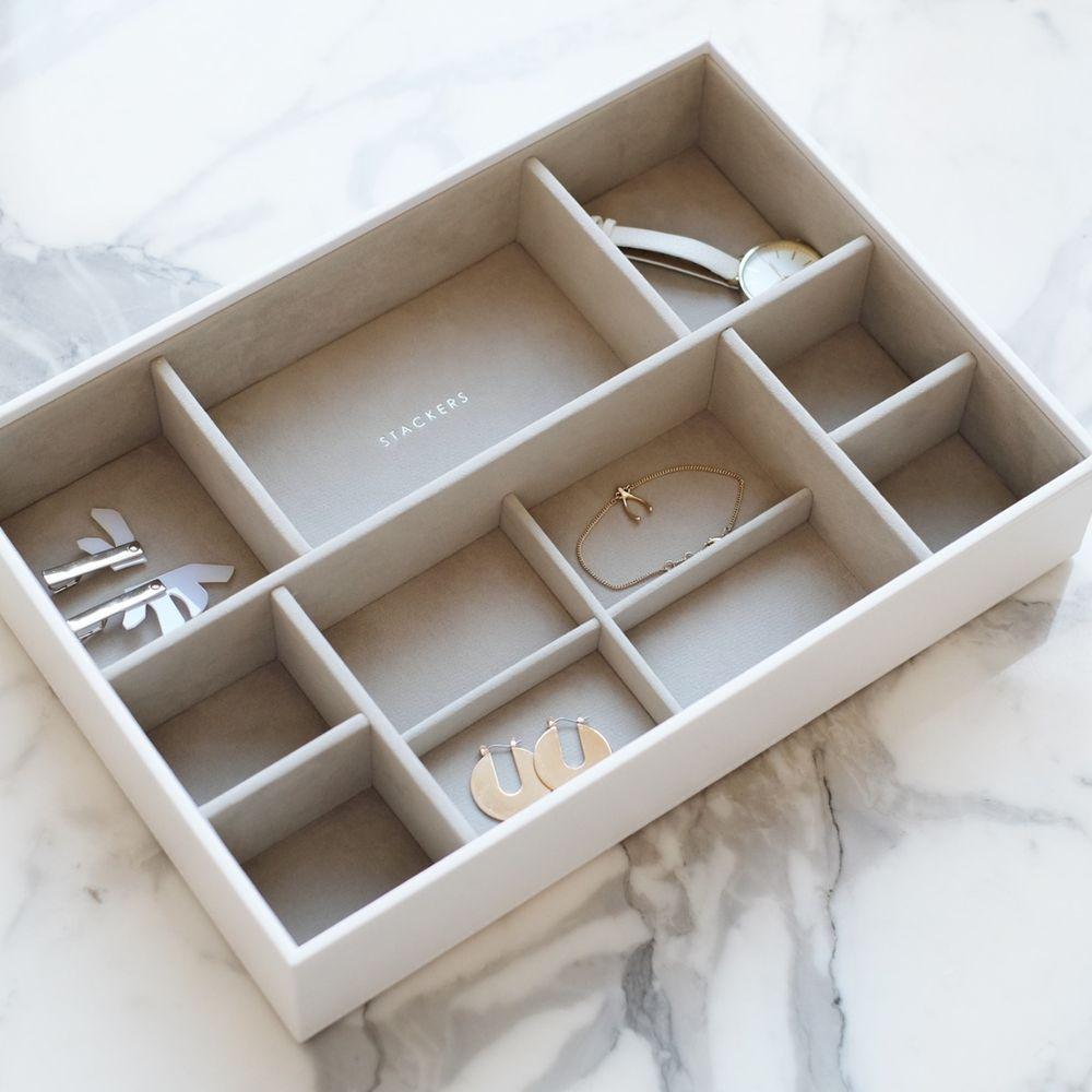 Stackers Supersize 11 Compartment Deep Jewellery Tray White - WARDROBE - Jewellery Storage - Soko and Co