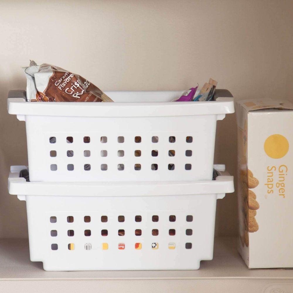 Sterilite Small Stackable Storage Basket White - LAUNDRY - Baskets and Trolleys - Soko and Co