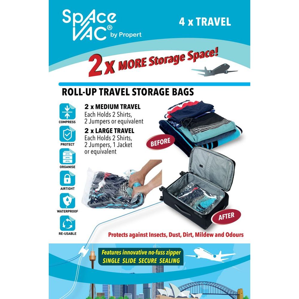 Travel to Go Vacuum Seal Storage Bags 4 Pack - WARDROBE - Storage - Soko and Co