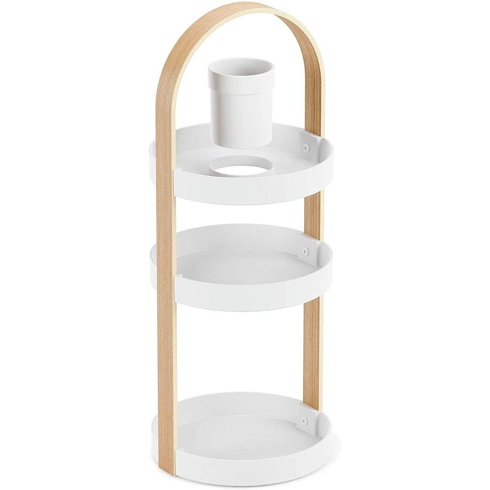 Umbra Bellwood 3 Tier Makeup Organiser Natural & White - BATHROOM - Makeup Storage - Soko and Co