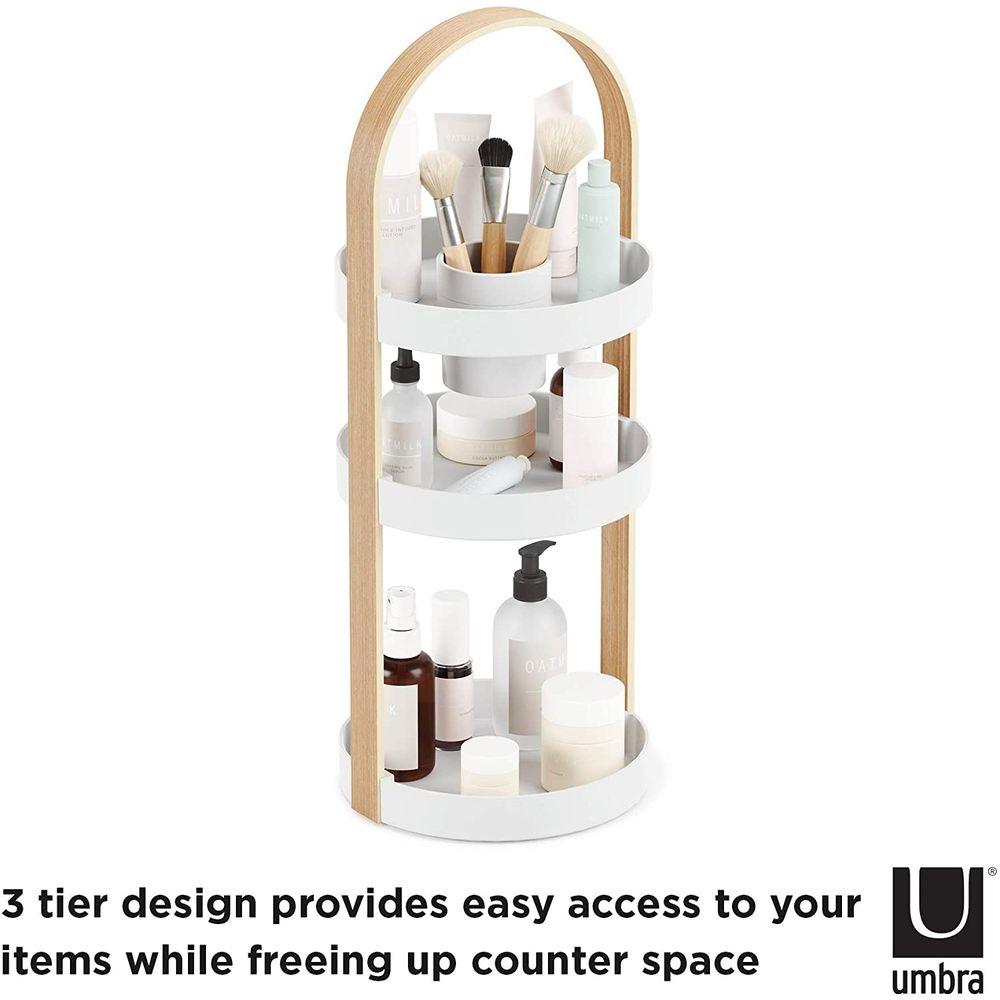 Umbra Bellwood 3 Tier Makeup Organiser Natural &amp; White - BATHROOM - Makeup Storage - Soko and Co