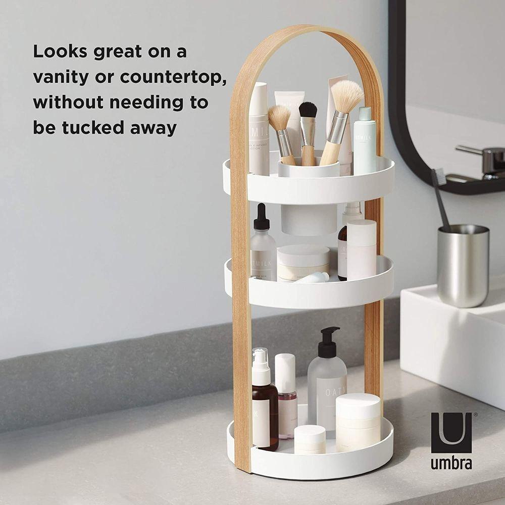 Umbra Bellwood 3 Tier Makeup Organiser Natural &amp; White - BATHROOM - Makeup Storage - Soko and Co