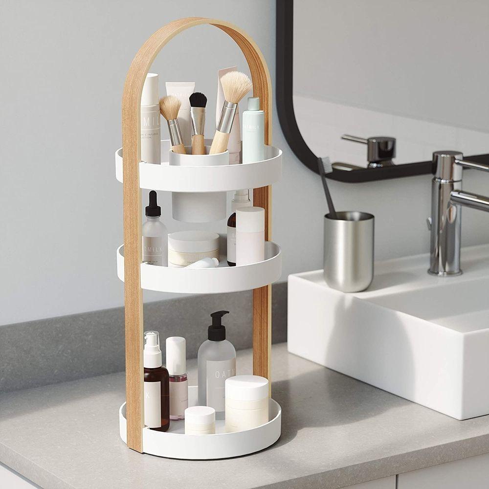 Umbra Bellwood 3 Tier Makeup Organiser Natural &amp; White - BATHROOM - Makeup Storage - Soko and Co