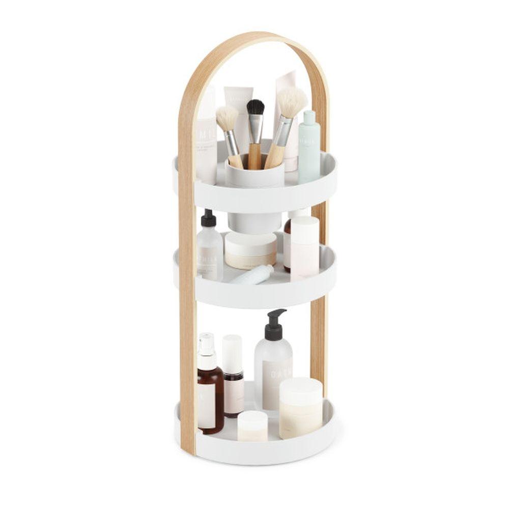 Umbra Bellwood 3 Tier Makeup Organiser Natural & White - BATHROOM - Makeup Storage - Soko and Co