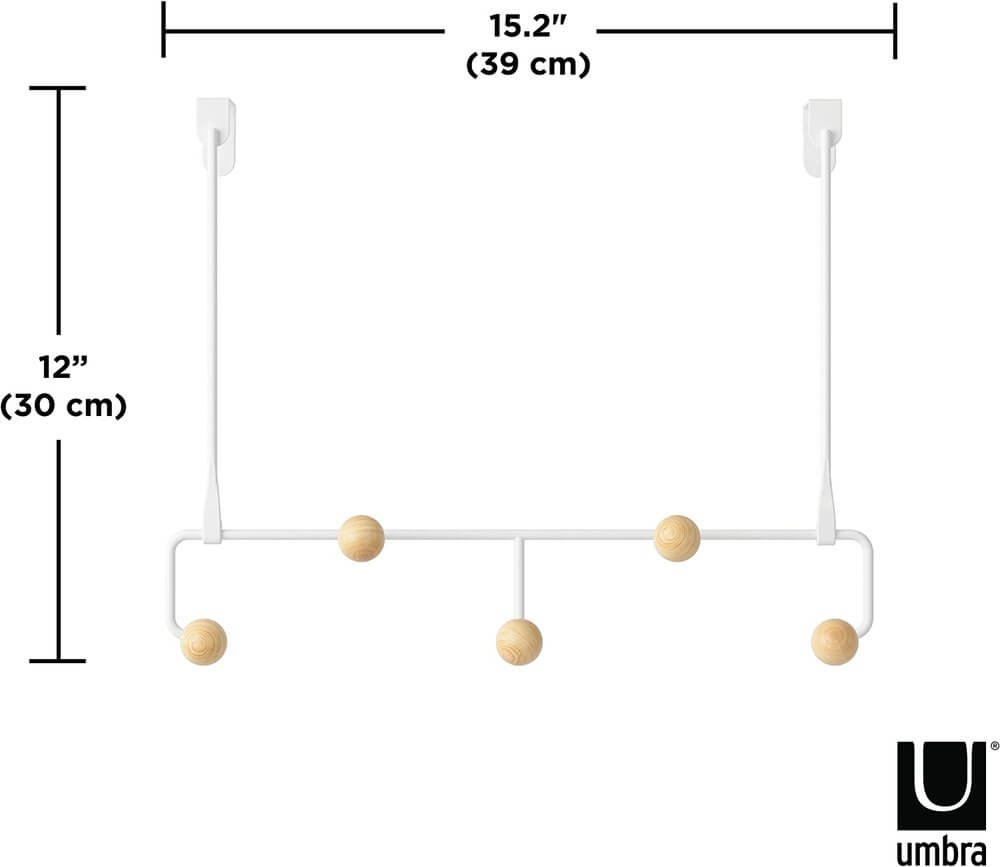 Umbra Estique 5 Hook Over Door Hook White - WARDROBE - Over the Door Hooks - Soko and Co