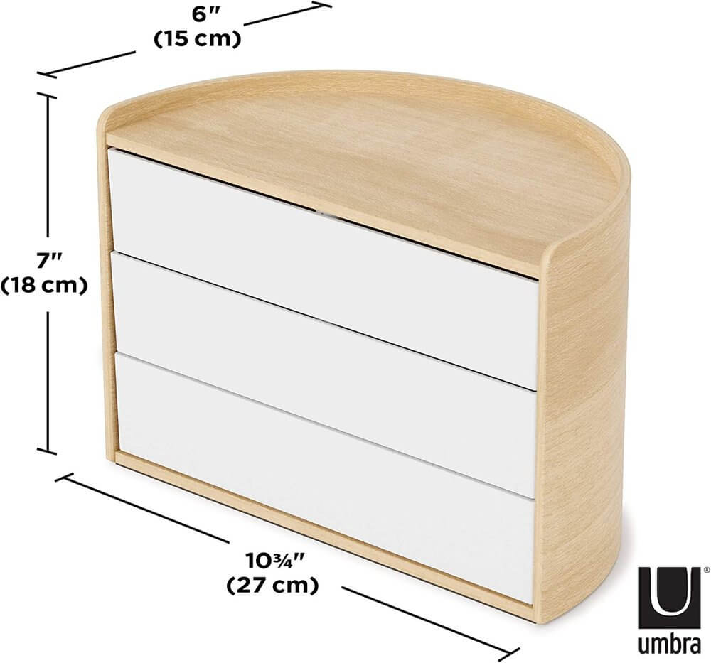 Umbra Moona 3 Drawer Jewellery Box White - WARDROBE - Jewellery Storage - Soko and Co