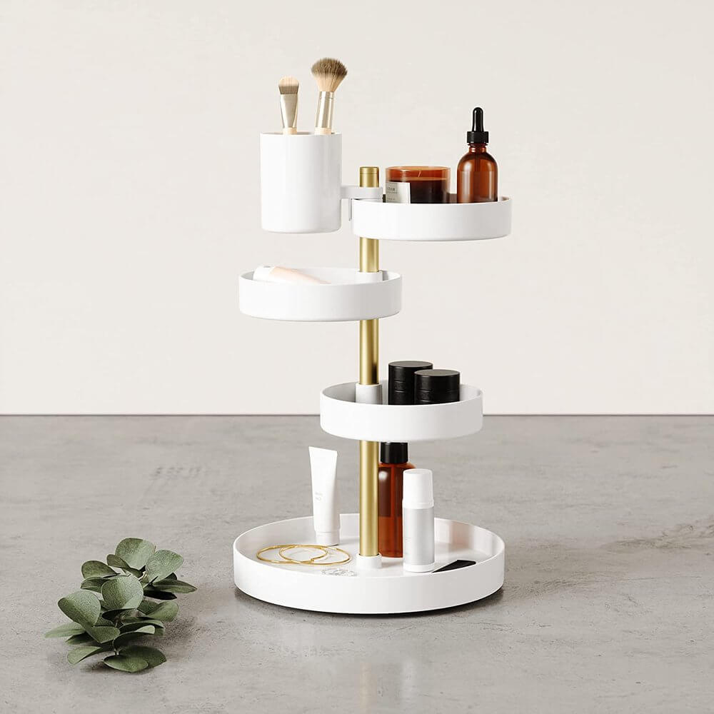 Umbra Pirouette Rotating Makeup Organiser White - BATHROOM - Makeup Storage - Soko and Co