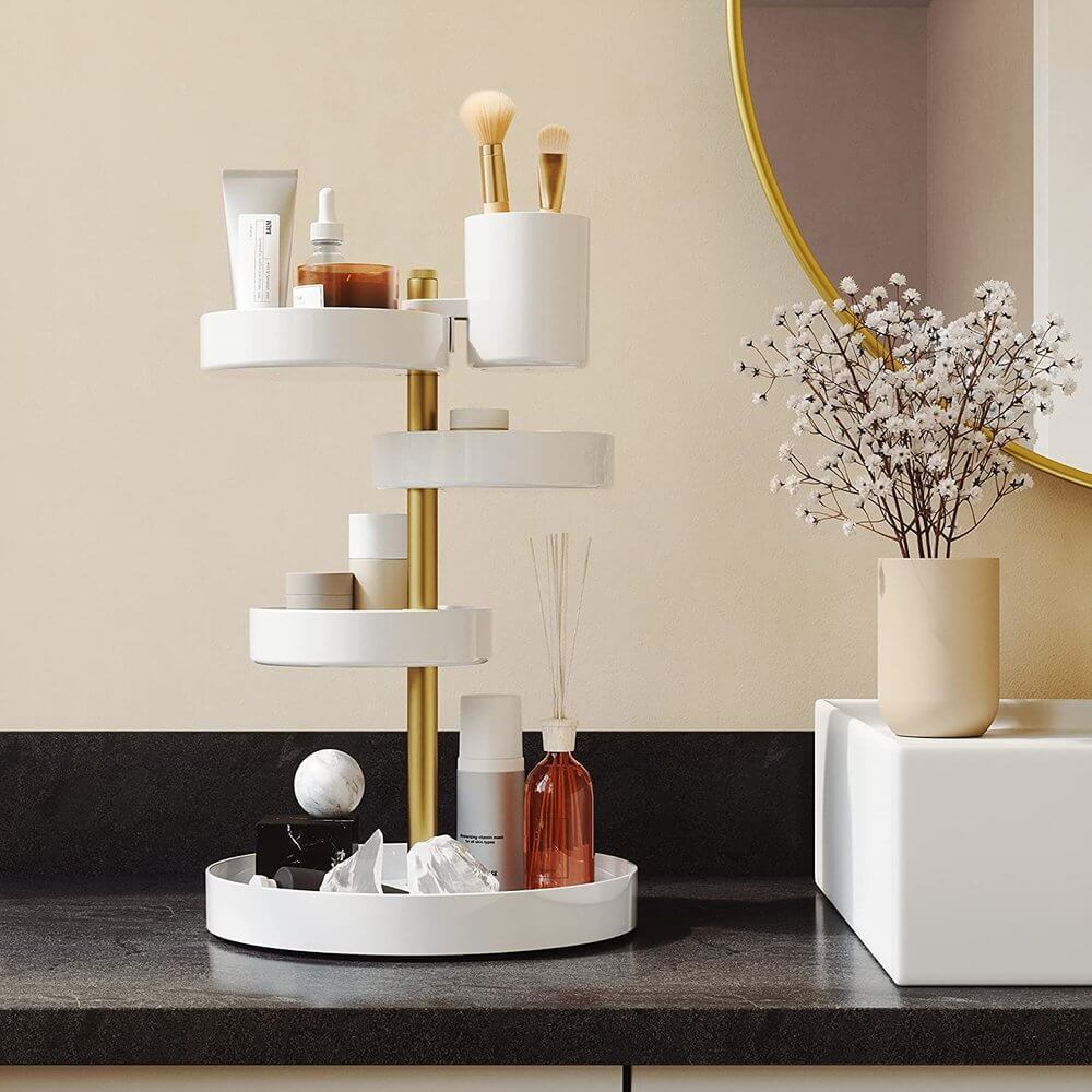 Umbra Pirouette Rotating Makeup Organiser White - BATHROOM - Makeup Storage - Soko and Co