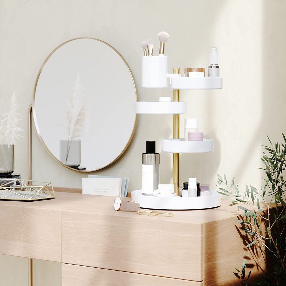 Umbra Pirouette Rotating Makeup Organiser White - BATHROOM - Makeup Storage - Soko and Co