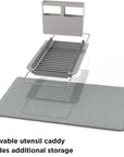 Umbra Udry Over Sink Dish Rack & Microfibre Drying Mat Grey - KITCHEN - Dish Racks and Mats - Soko and Co