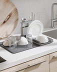 Umbra Udry Over Sink Dish Rack & Microfibre Drying Mat Grey - KITCHEN - Dish Racks and Mats - Soko and Co