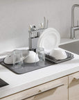 Umbra Udry Over Sink Dish Rack & Microfibre Drying Mat Grey - KITCHEN - Dish Racks and Mats - Soko and Co