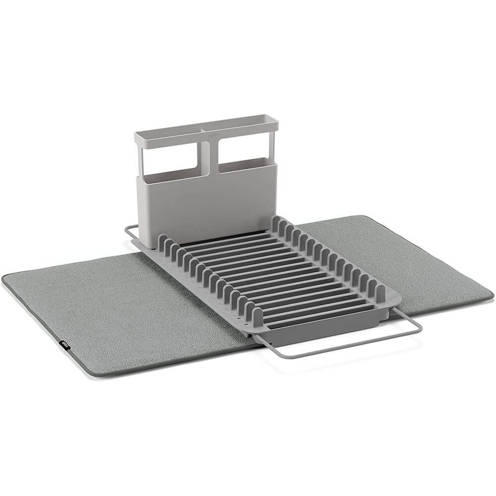 Umbra Udry Over Sink Dish Rack & Microfibre Drying Mat Grey - KITCHEN - Dish Racks and Mats - Soko and Co