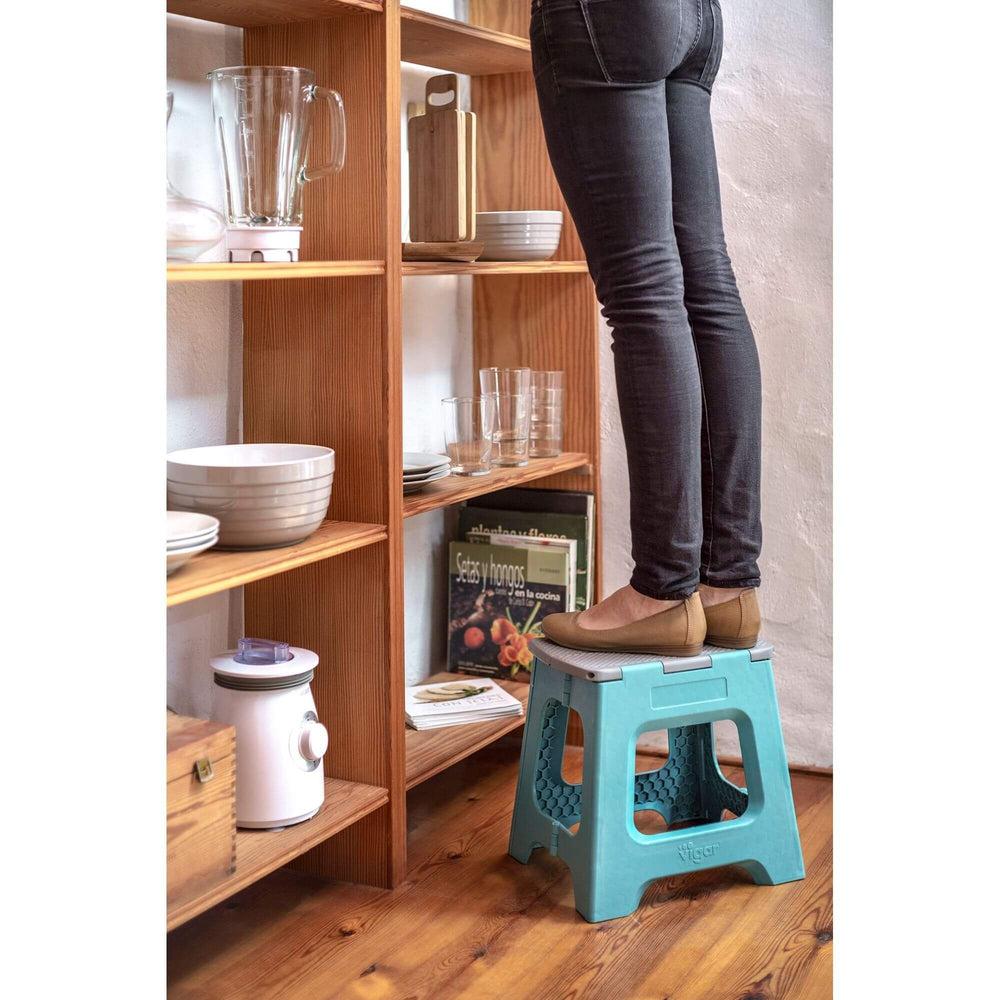 Vigar 32cm Compact Folding Step Stool Turquoise - LAUNDRY - Ladders - Soko and Co