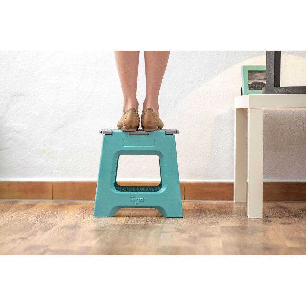 Vigar 32cm Compact Folding Step Stool Turquoise - LAUNDRY - Ladders - Soko and Co