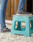 Vigar 32cm Compact Folding Step Stool Turquoise - LAUNDRY - Ladders - Soko and Co