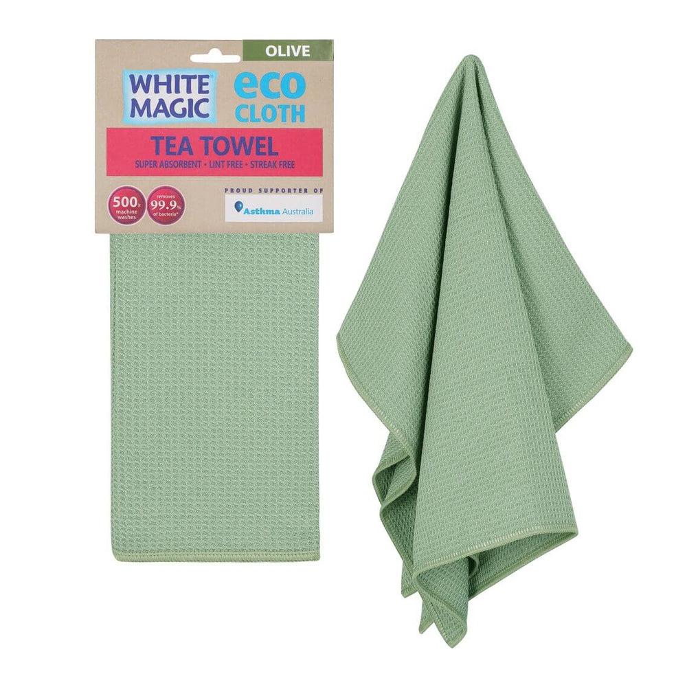 White Magic Microfibre Tea Towel Olive Green - KITCHEN - Sink - Soko and Co