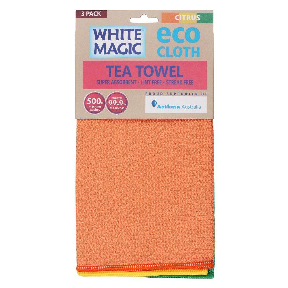 White Magic Microfibre Tea Towels 3 Pack Citrus - KITCHEN - Sink - Soko and Co